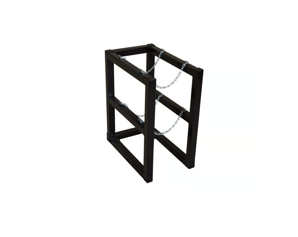 Rack O2 Outdoor 2 Cylinder O2 Tank Rack Metal Fab Products Black