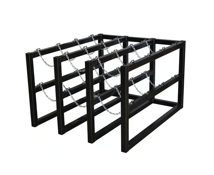 Outdoor 2 Cylinder O2 Tank Rack Metal Fab Products Black