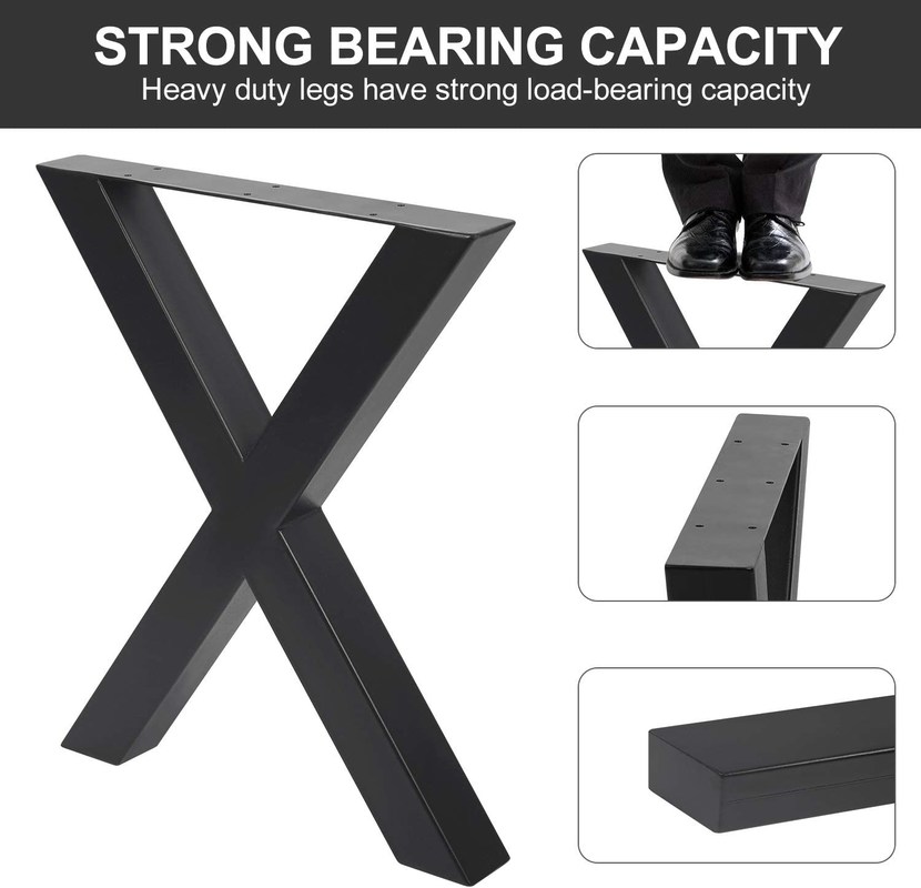1000kgs Steel X Frame Table Legs 30 Inch Powder Spraying Black